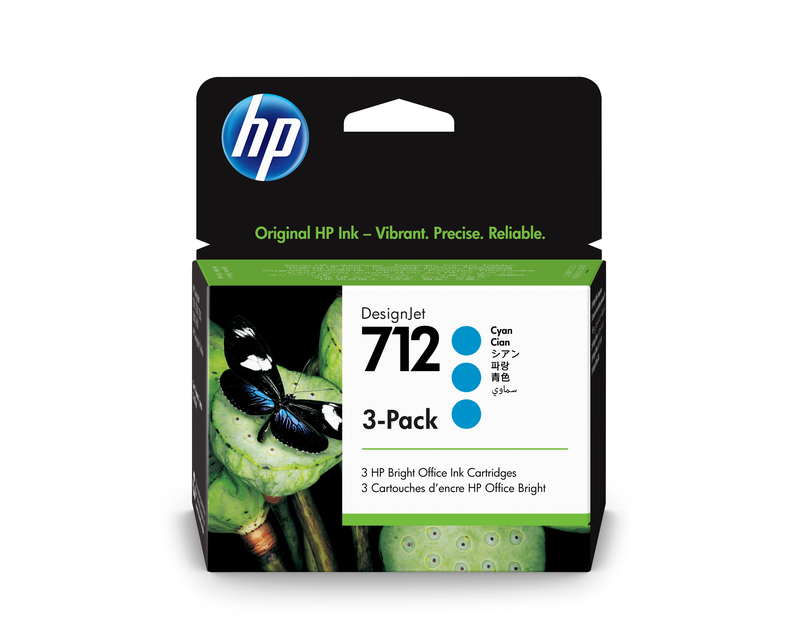 HP 712 Ink Cartridge 3-Pack Cyan 29ml