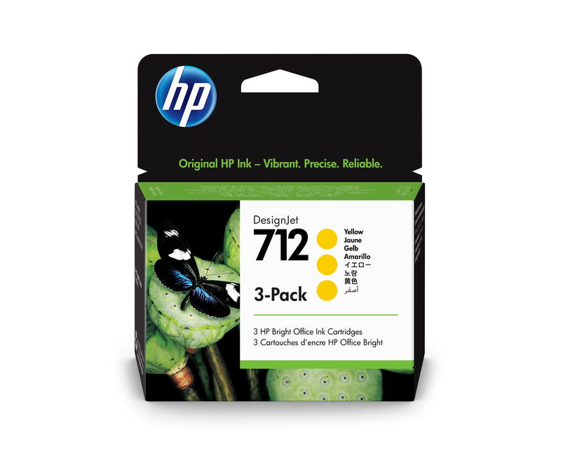 HP 712 Ink Cartridge 3-Pack Yellow 29ml